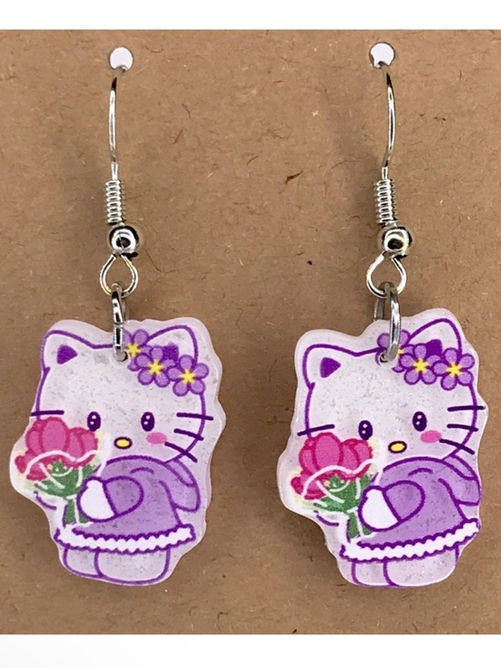 Hello Kitty Jewelry - Hello Kitty Acrylic Dangle Earrings Fashion Jewelry